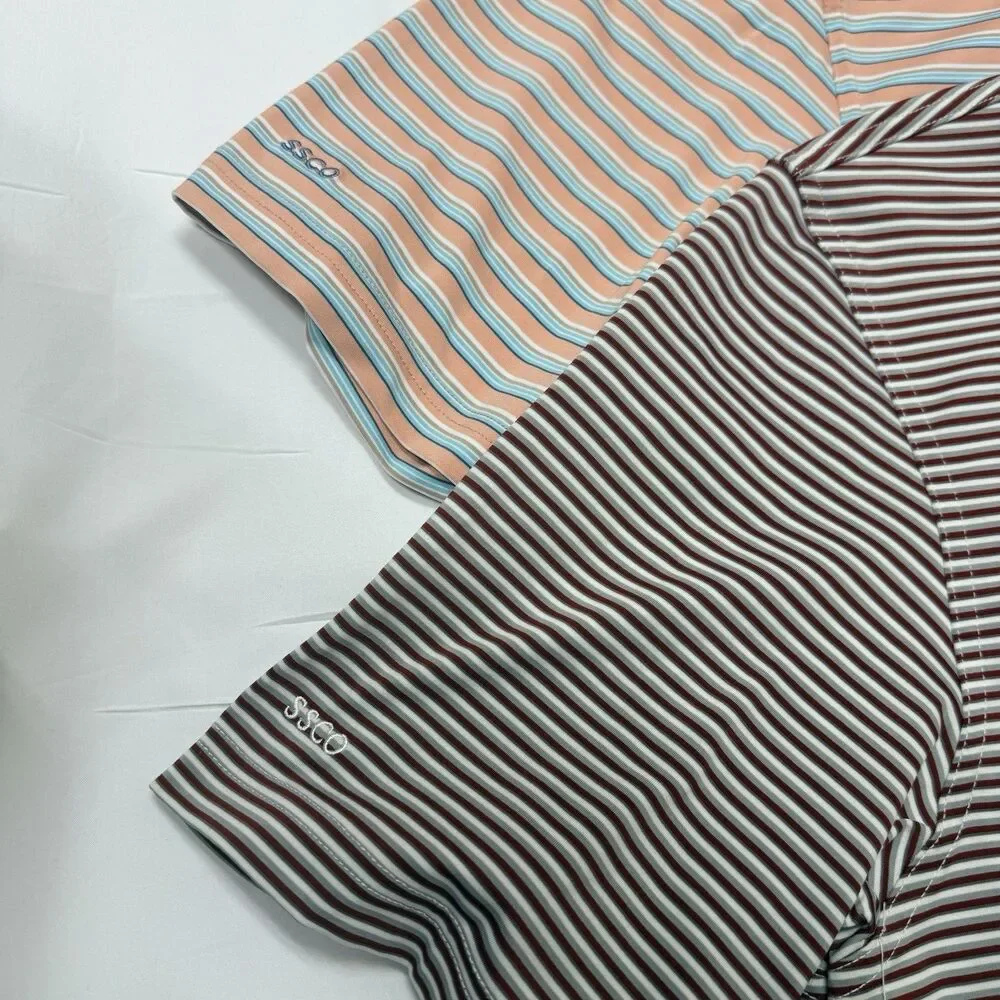 Lot of 2 Southern Tide Men's Large The Skipjack Polo Short Sleeve Stripes